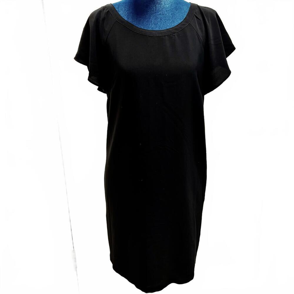 Abercrombie & Fitch Silky Black V-Back Dress Flutter Sleeve Whimsygoth Glam